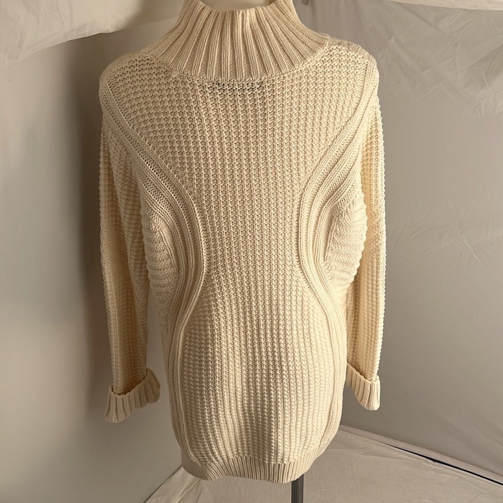 Black Tape off white mock neck tunic sweater L - Picture 4 of 10